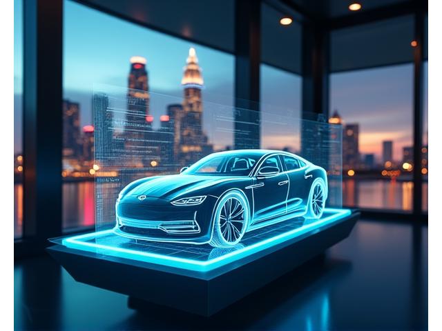 Modern digital car showroom interface with Singapore skyline.