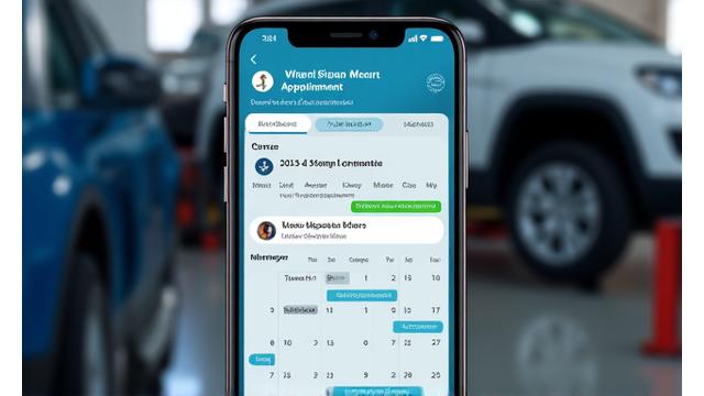 Calendar application on a smartphone showing a scheduled car maintenance appointment