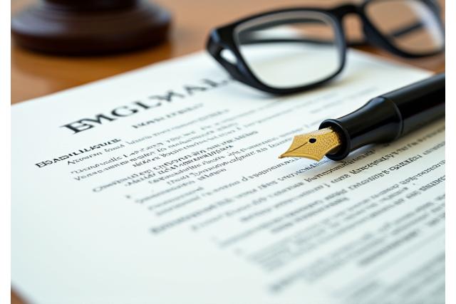 Legal document with pen and glasses, symbolizing terms and conditions